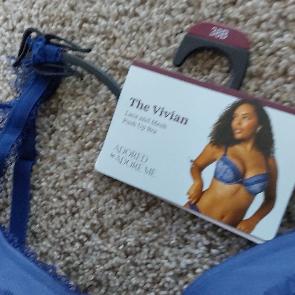 Adore Me blue lace bra the Vivian Push Up Bra - Picture 2 of 2